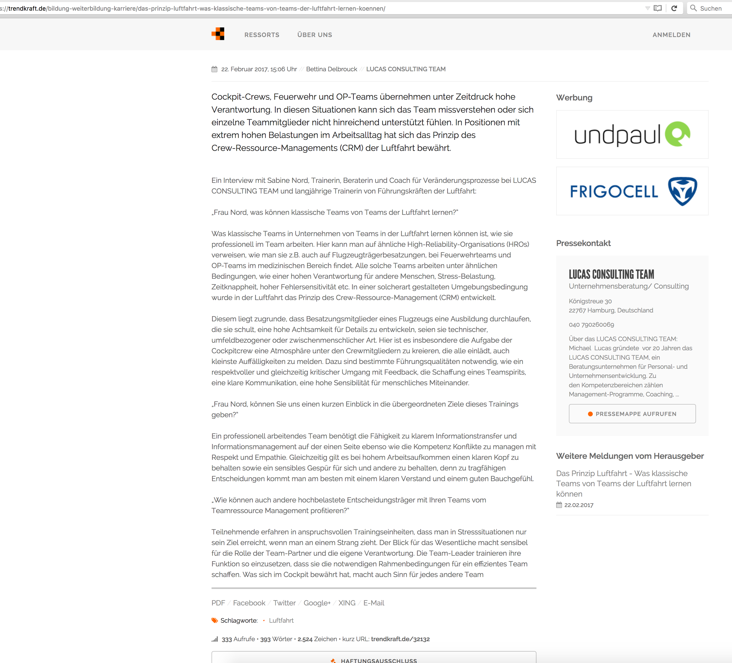 Pressematerial Artikel